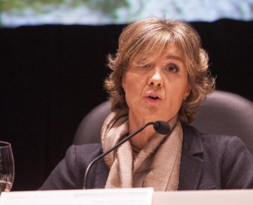 Isabel García Tejerina, ministra de Agricultura de España, durante la feria Conxemar de 2015, en Vigo. Foto: Ministerio de Agricultura de España.